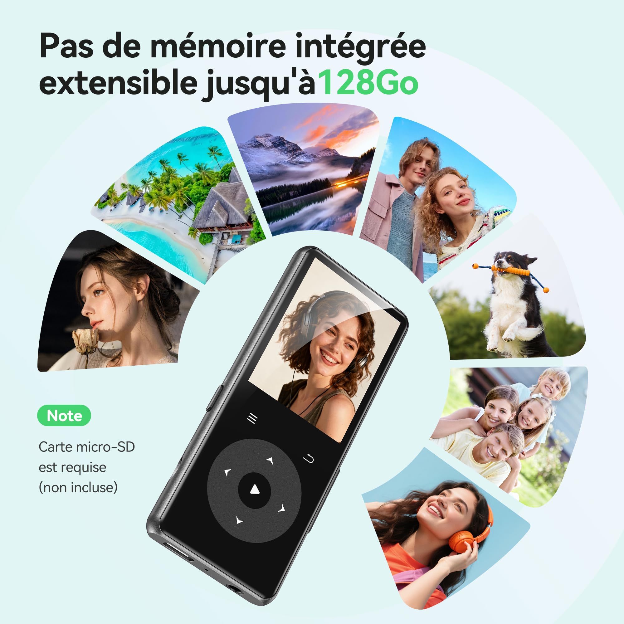 AGPTEK MP3 Bluetooth 5.4,1,8'' Lecteur Musical HiFi avec Haut-Parleur(0 Go) | Avec radio FM,Sans Mémoire Interne,Bouton Tactile Rétroéclairé en Métal, Baladeur Portable Support Carte 128Go Max