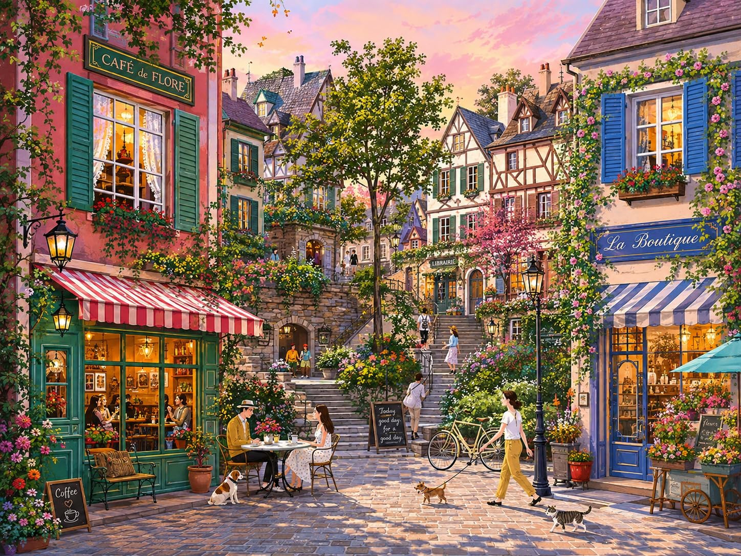 500‑Piece Jigsaw Puzzle for Adults, Colorful Street Shops, Landscape