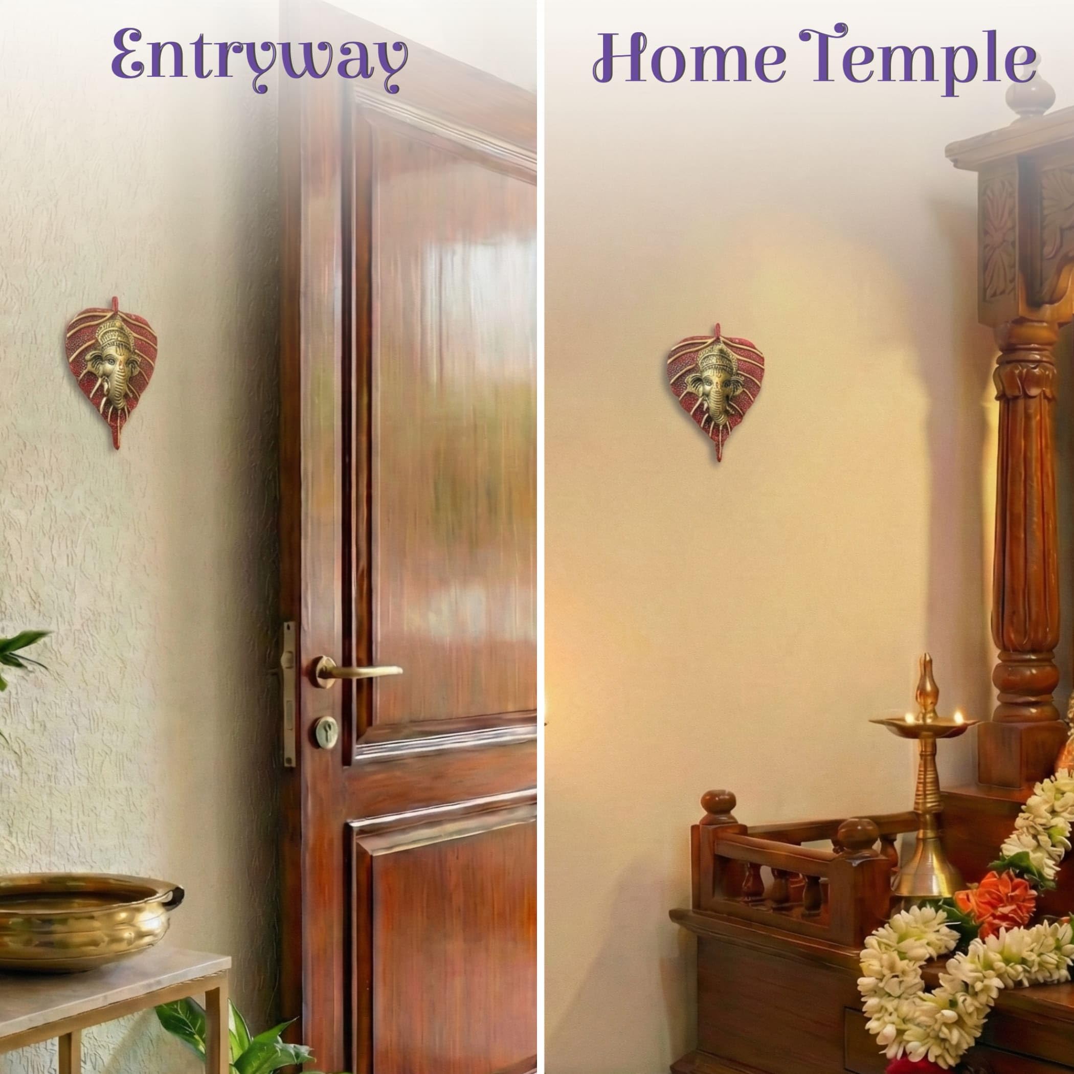 LOVENSPIRE Metalowy liść Ganesha Diwali dekoracja ścienna wisząca do domu i biura parapetówka prezent zwrotny Pooja Favor Ganesha dekoracyjna ścienna wisząca prezentacja opakowanie 1/2/5/25 szt