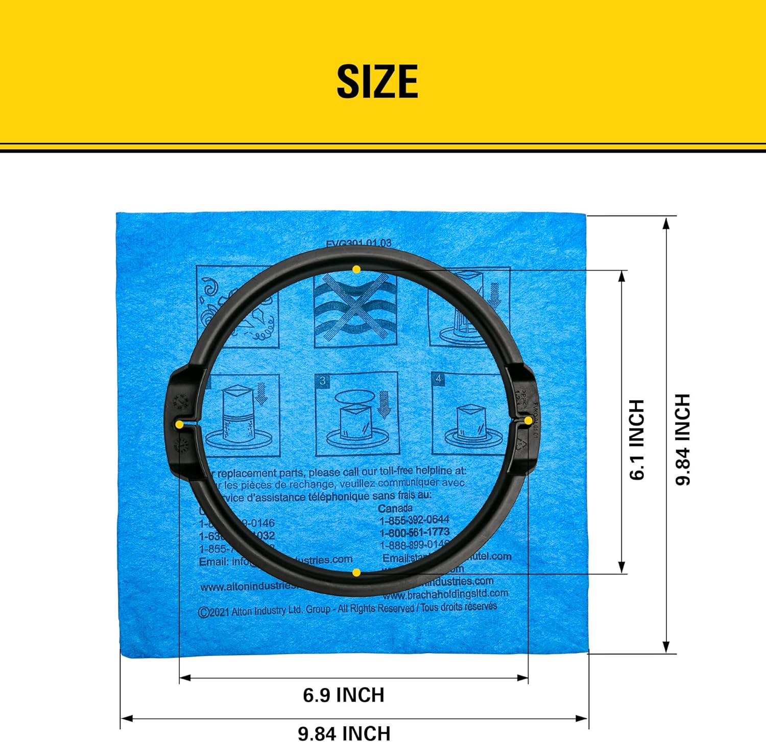 STANLEY Reusable Blue Cloth Filter with Clamp Ring 19-1500 for 5-6 Gallon Wet/Dry Vacuums, Filter Bag Compatible with STANLEY SL18143, SL18115, SL18115P, SL18116, SL18116P, SL18117