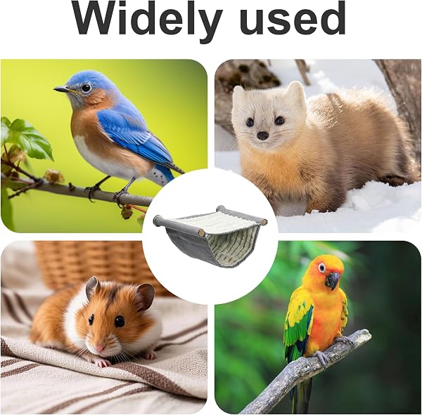 Hamac pour oiseaux - Accessoires pour perruches ondulées - Accessoires de cage à oiseaux - Nid d'oiseau chaud pour l'hiver - Nid d'oiseau - Grottes pour perroquets et petits oiseaux (gris) - 5