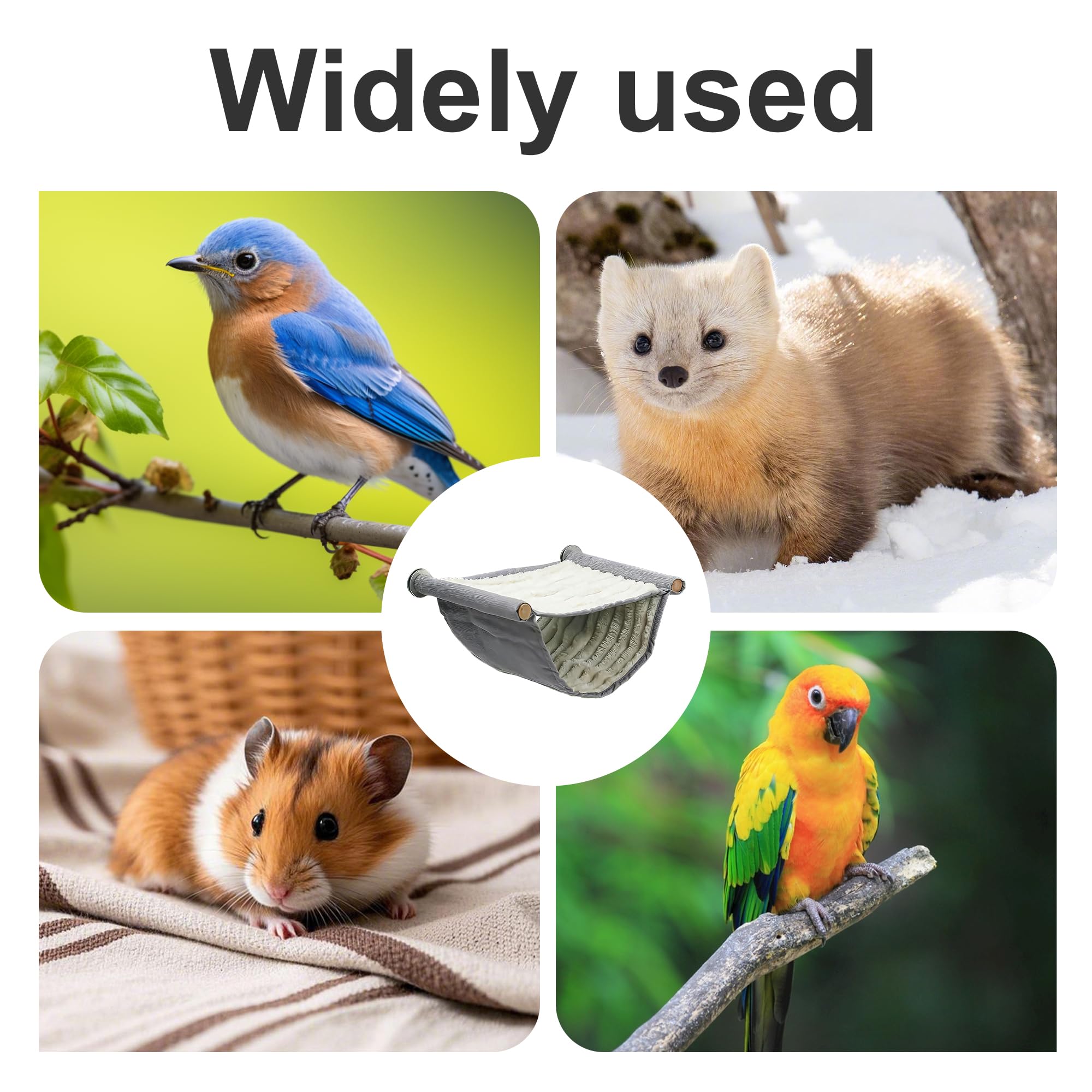 Hamac pour oiseaux - Accessoires pour perruches ondulées - Accessoires de cage à oiseaux - Nid d'oiseau chaud pour l'hiver - Nid d'oiseau - Grottes pour perroquets et petits oiseaux (gris)