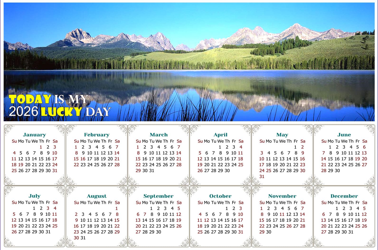 2026 Magnetic Calendar - Calendar Magnets - Today is my Lucky Day - (Fade, Tear, and Water Resistant) - Edition #15