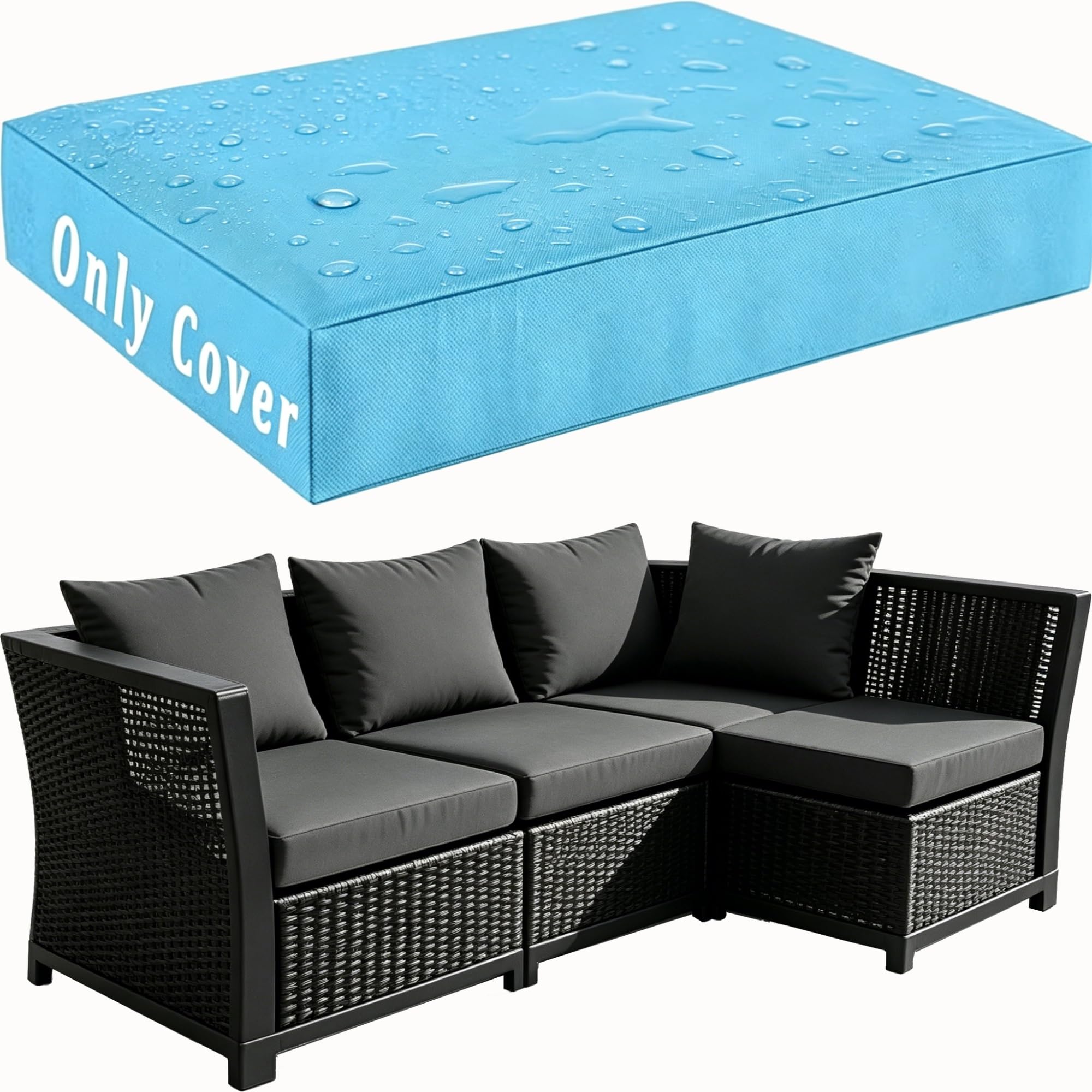Housse coussin extérieur imperméable 70x70x10 cm pour assise de jardin et terrasse