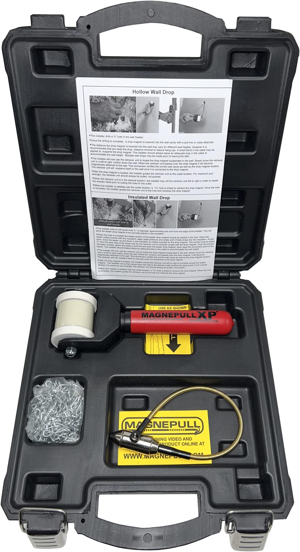 MagnepullOriginal XP1000-LC, Magnetic Wire Puller, Fishes and Pulls Wire Cable Behind Walls or Tight Spaces, Flexible -Steel Leader, Rare Earth Magnet