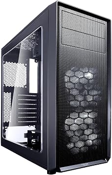 Fractal Design Focus G - Mid Tower Computer Case - ATX - High Airflow - 2X Fractal Design Silent LL Series 120mm White LED Fans Included - USB 3.0 - Window Side Panel - Black