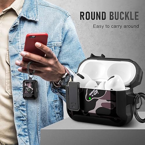 Miniatura 3 de Maxjoy Funda para AirPods Pro 2 2022 funda protectora militar dura y resistente a los golpes para AirPods Pro 2 generación con candado compatible