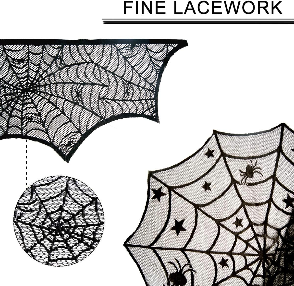 Super Cheap 🛒 Pawliss Halloween Decorations Indoor, Black Lace Party Decor, Bat Window Curtains, Spider Web Fireplace Mantel Scarf Cover, Spiderweb Table Topper Tablecloth, Set of 4 Flash Deals - 50% OFF Pawliss Halloween Decorations Indoor, Black Lace Party Decor, Bat Window Curtains, Spider Web Fireplace Mantel Scarf Cover, Spiderweb Table Topper Tablecloth, Set of 4