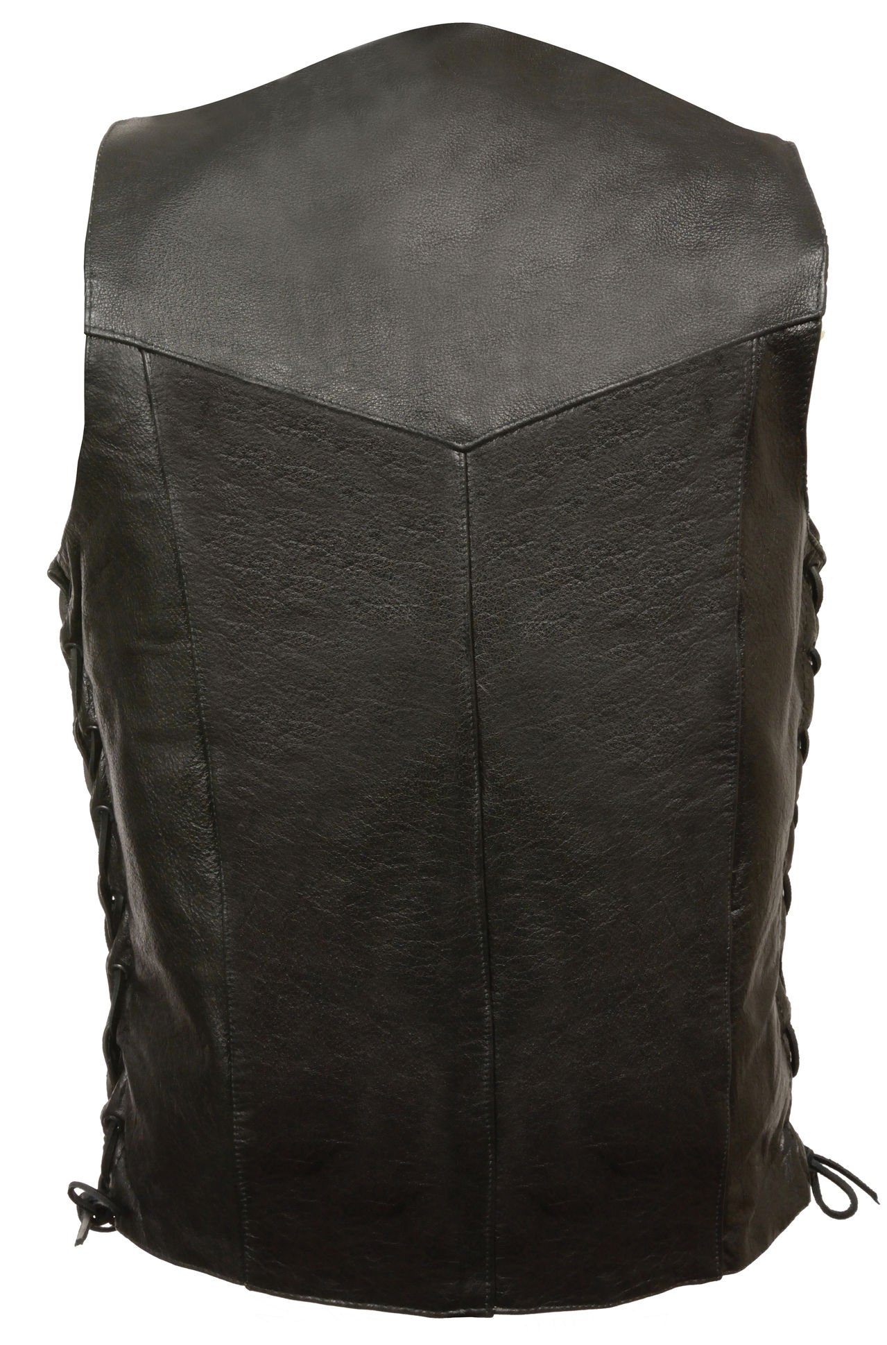 Mens TALL Side Lace Premium Cowhide Leather Vest (Black, 54)