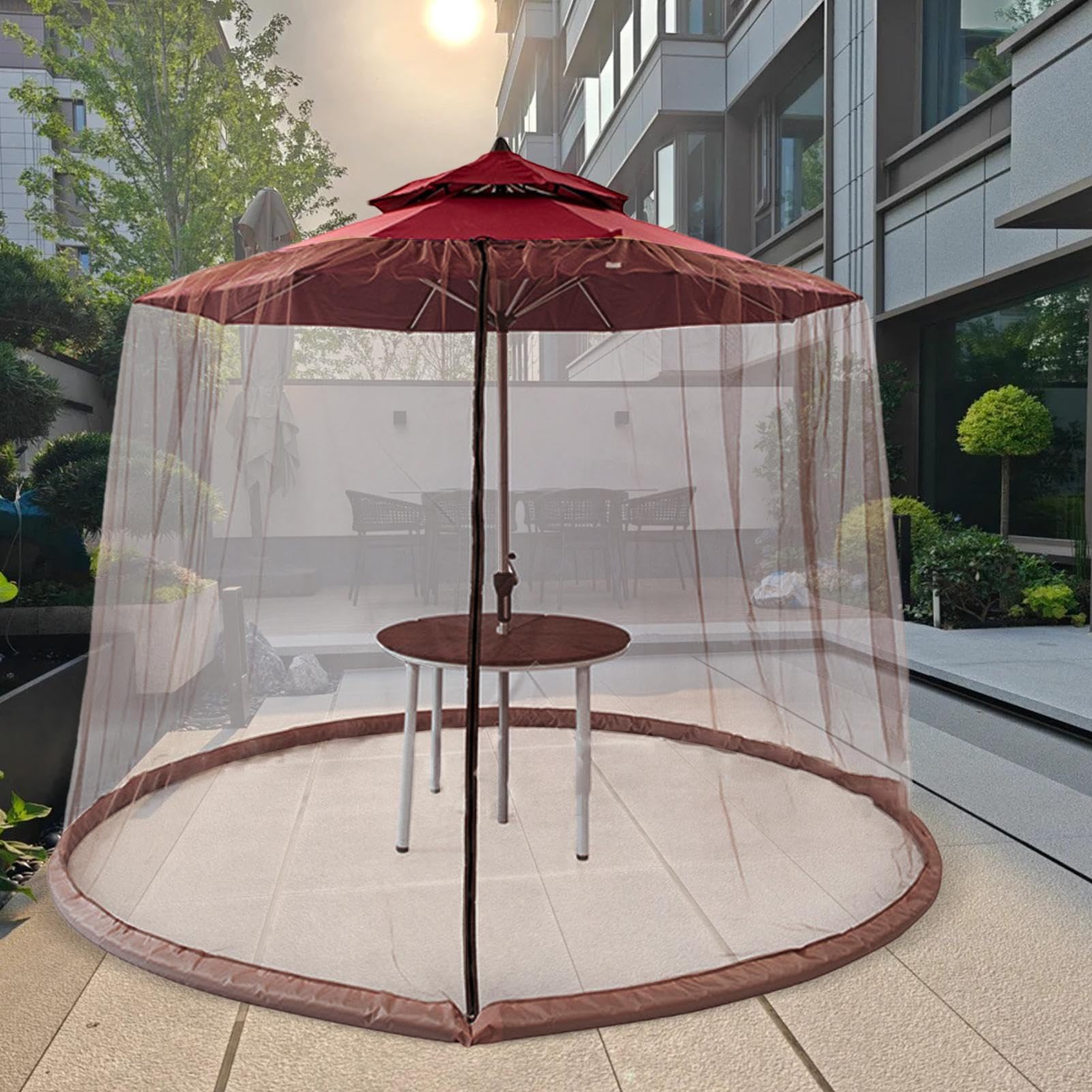 Red para sombrilla de patio, pantalla de malla protectora, cubierta de toldo para exteriores, 300 x 230 cm para red de parasol con cremallera, impermeable y resistente a los rayos UV, protección de