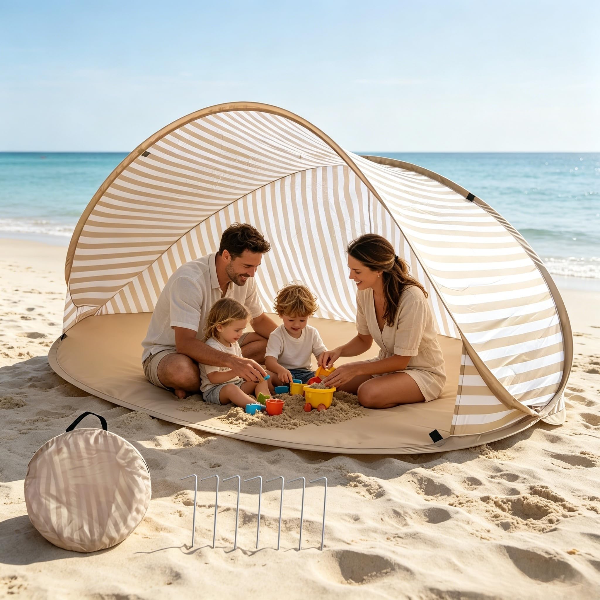 Namiot plażowy Instant Up Shelter z ochroną UV 50+, łatwa instalacja na kemping, wędkowanie, piknik, zajęcia na świeżym powietrzu, rozszerzona podłoga, przenośna konstrukcja