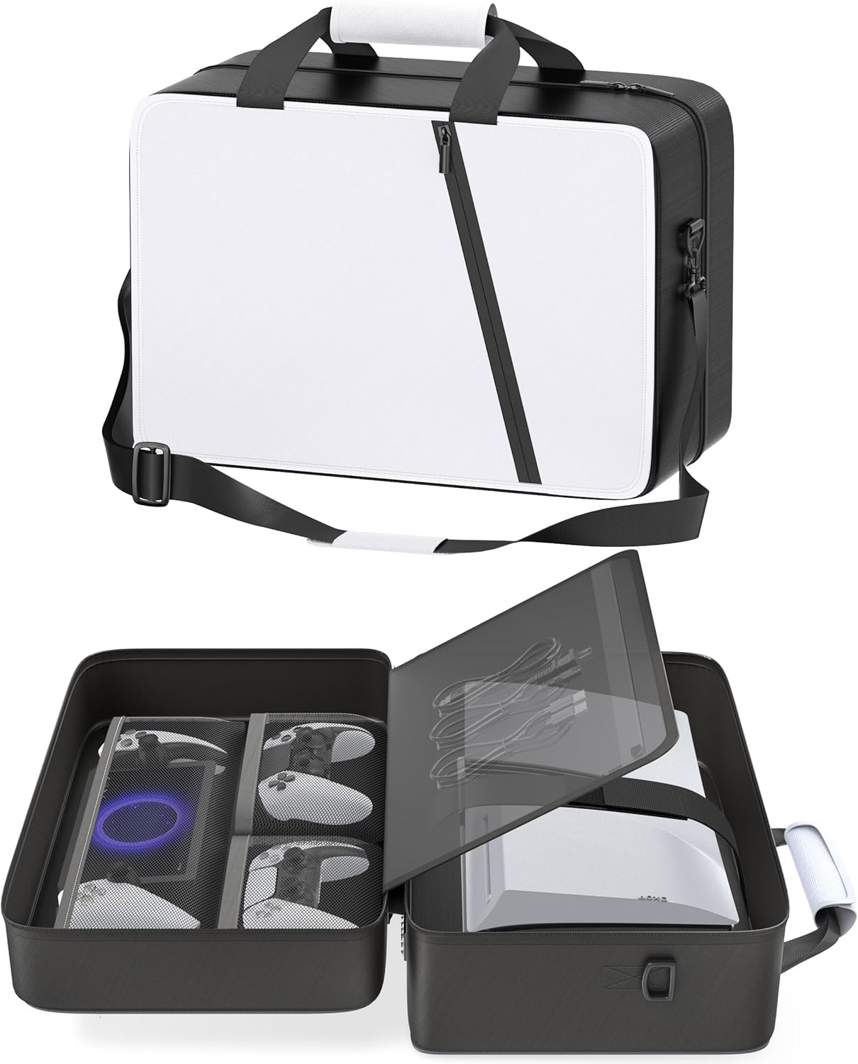 PS5 Slim/ Pro/Original Carrying Case, PS5 Bag Travel Carry Case for Playstation 5 Console, Thickened Protective Bag for Console, Headset, Controller, Game Discs, Cables, PS Portal & Gaming Accessories