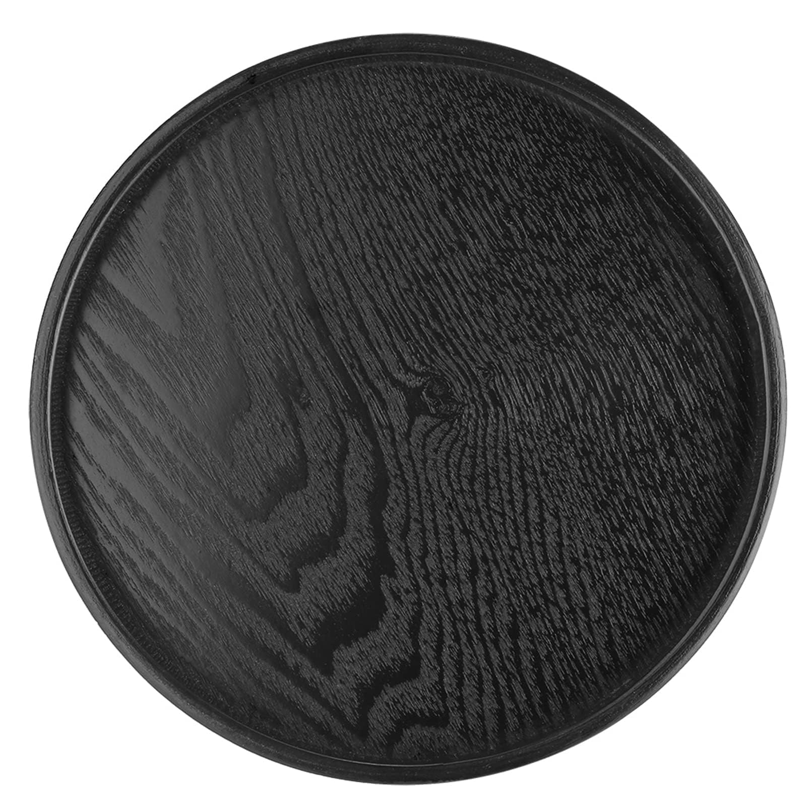 Vassoio da portata rotondo in legno, vassoio da tè nero Vassoi da portata Snack Food Piatti da portata per ristorante Cucina Ufficio Caffetteria(30cm)