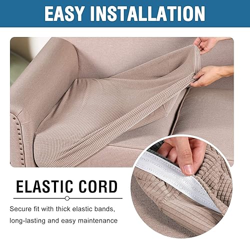 Miniatura 8 de H.VERSAILTEX Funda para sofá, paquete de 1 funda de cojín grande para sofá, 2 piezas, color arena