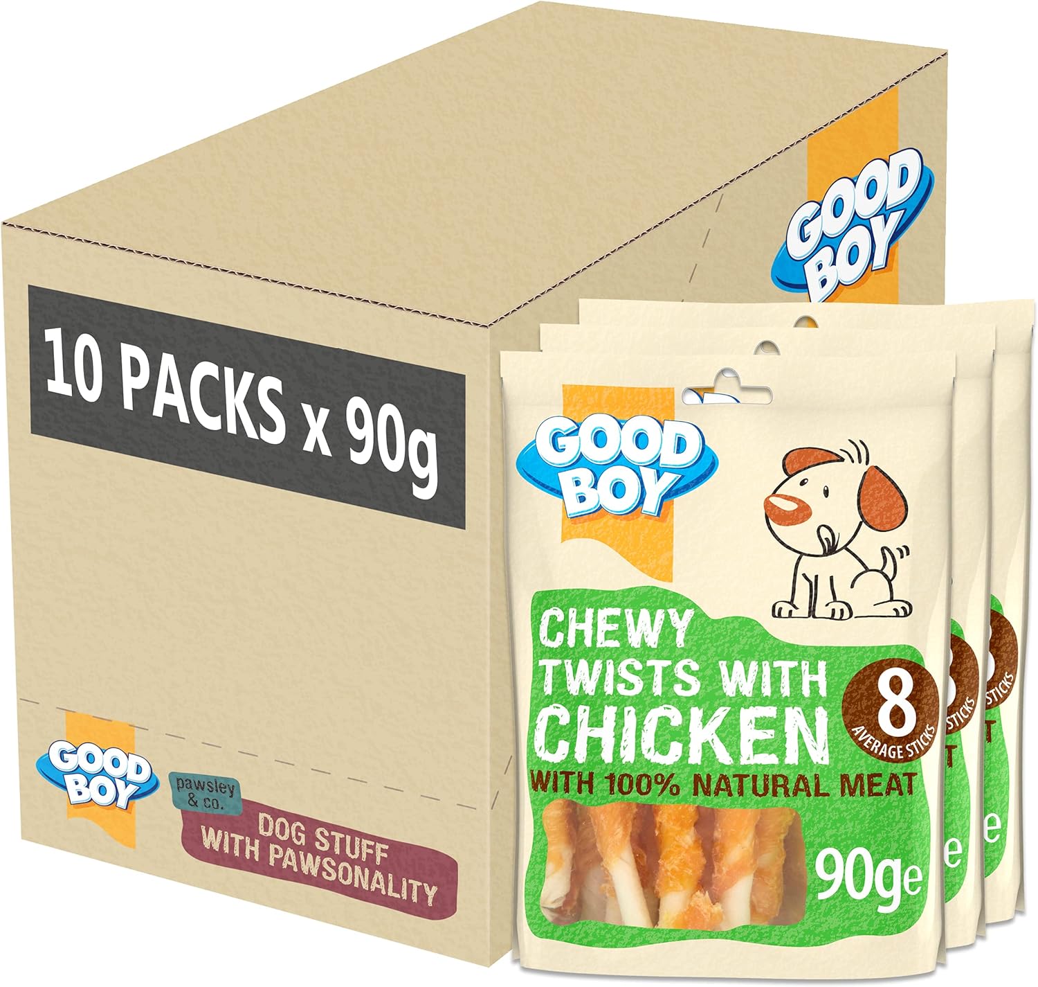 Product image of Good Boy Dog Treats Chewy Twisters with Real Chicken, case of 10 x 90g packs