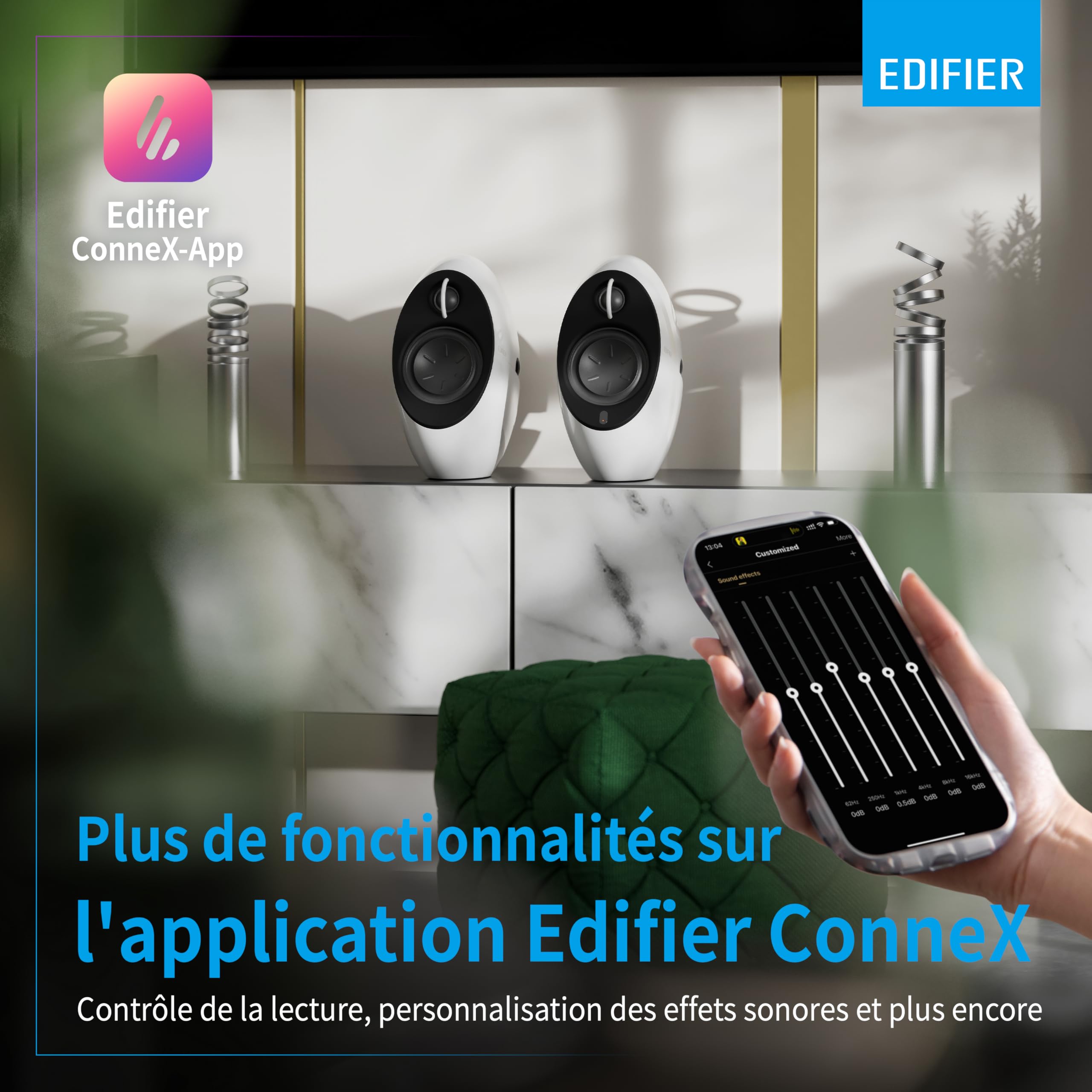 Edifier Luna Eclipse - Kit d'Enceintes Design 2.0 Bluetooth avec Télécommande IR Blanc 74 W E25 White