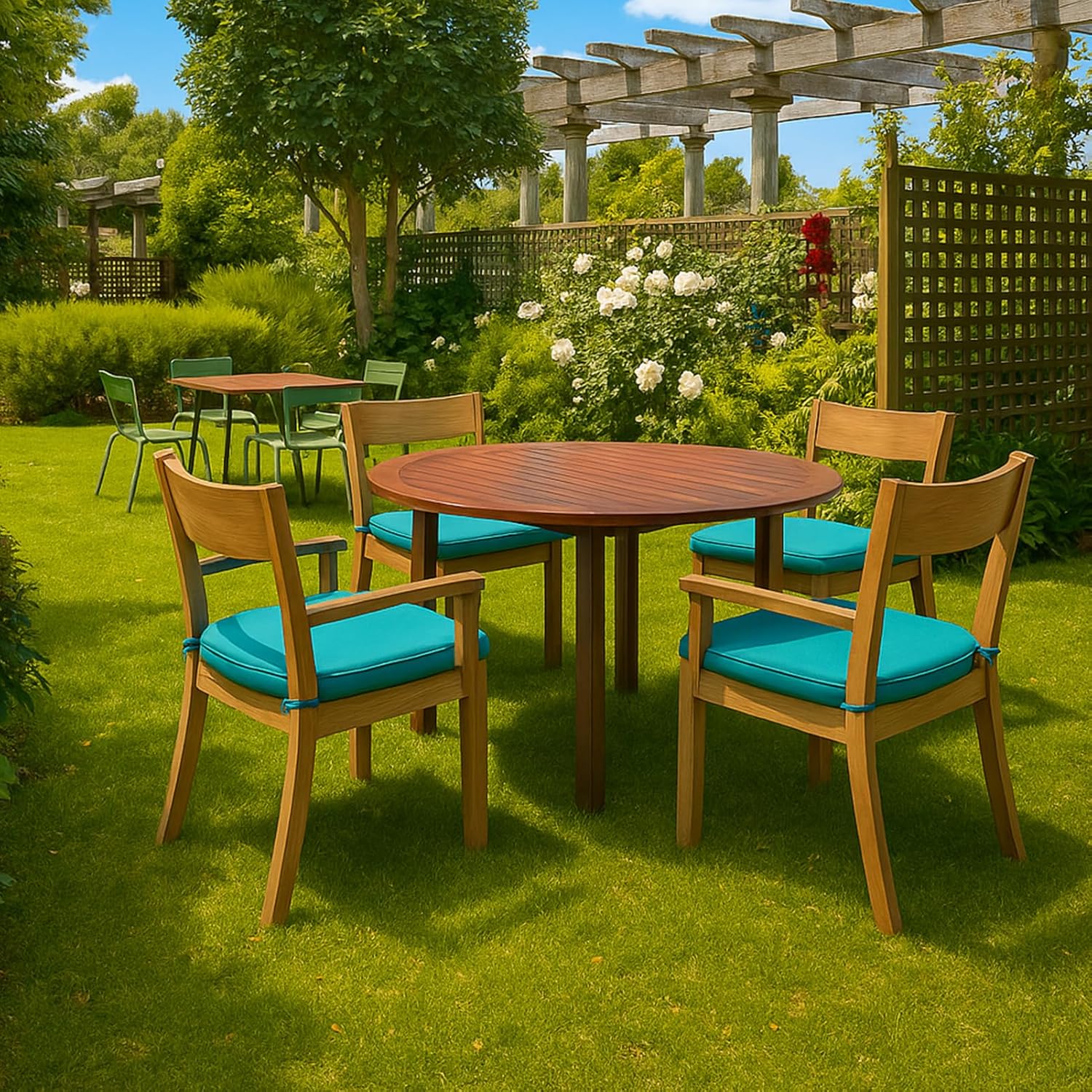 Outdoor Chair Cushions Set of 2, Waterproof Patio Chair Pads Round Corner Outdoor Seat Cushions with Ties for Garden Yard Lawn Furniture, Red, 20x20x2 Inch