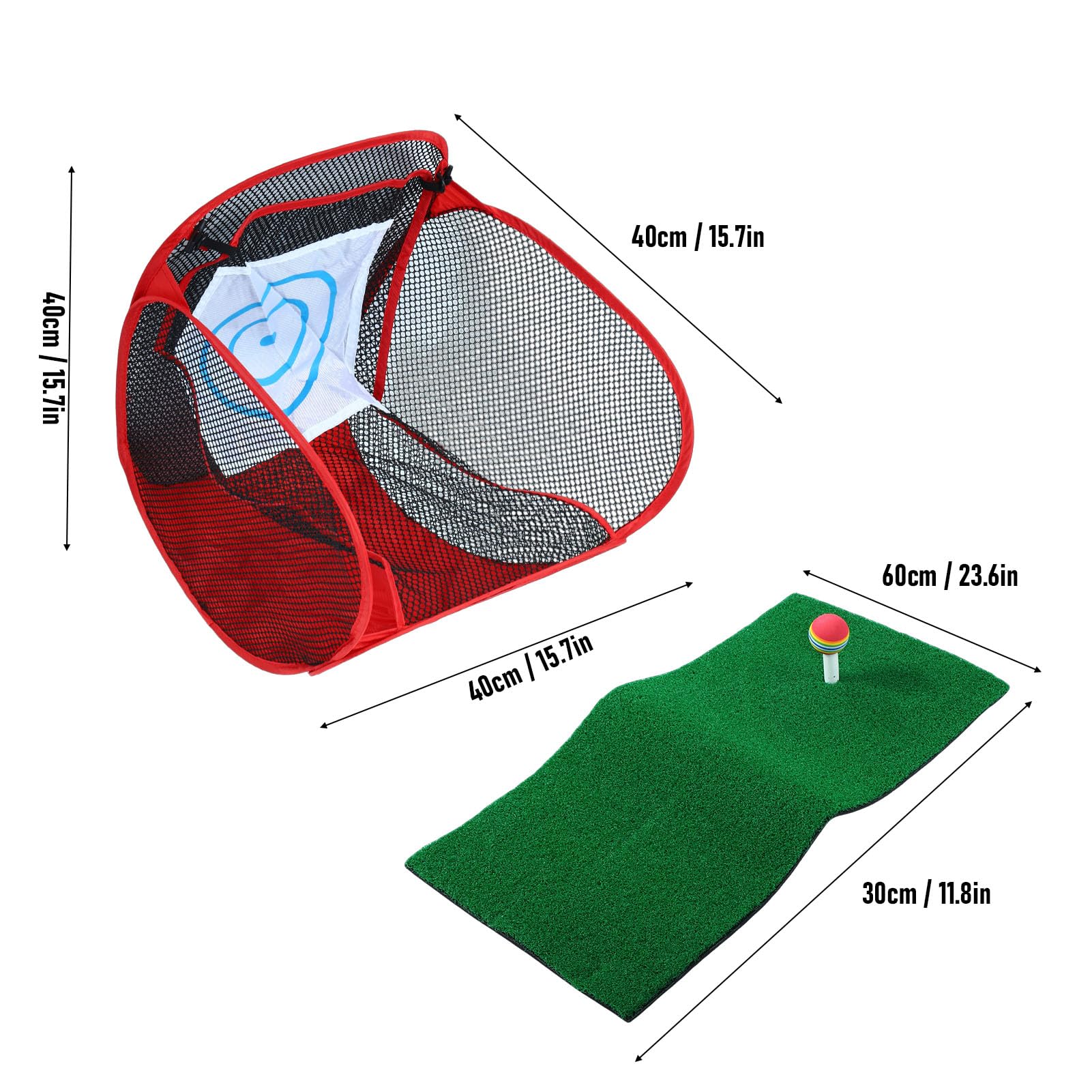Red de Astillado de Golf, Red de Astillado Plegable con Tapete de Césped, Bolas, Perno Prisionero y Bolsa de Transporte para Entrenamiento para Práctica de Entrenamiento de