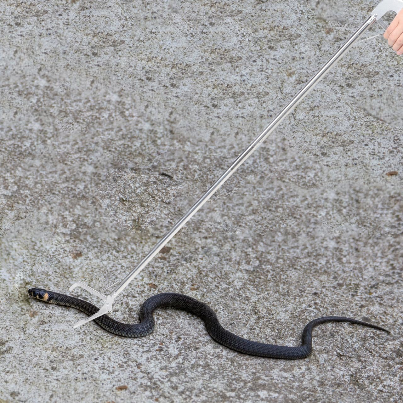Happyyami Pinza Serpente in Acciaio Inossidabile 23.6 Pollici Pieghevole Strumento Leggero per Cattura Sicura di Serpenti per Giardino Agricoltura E Montagna