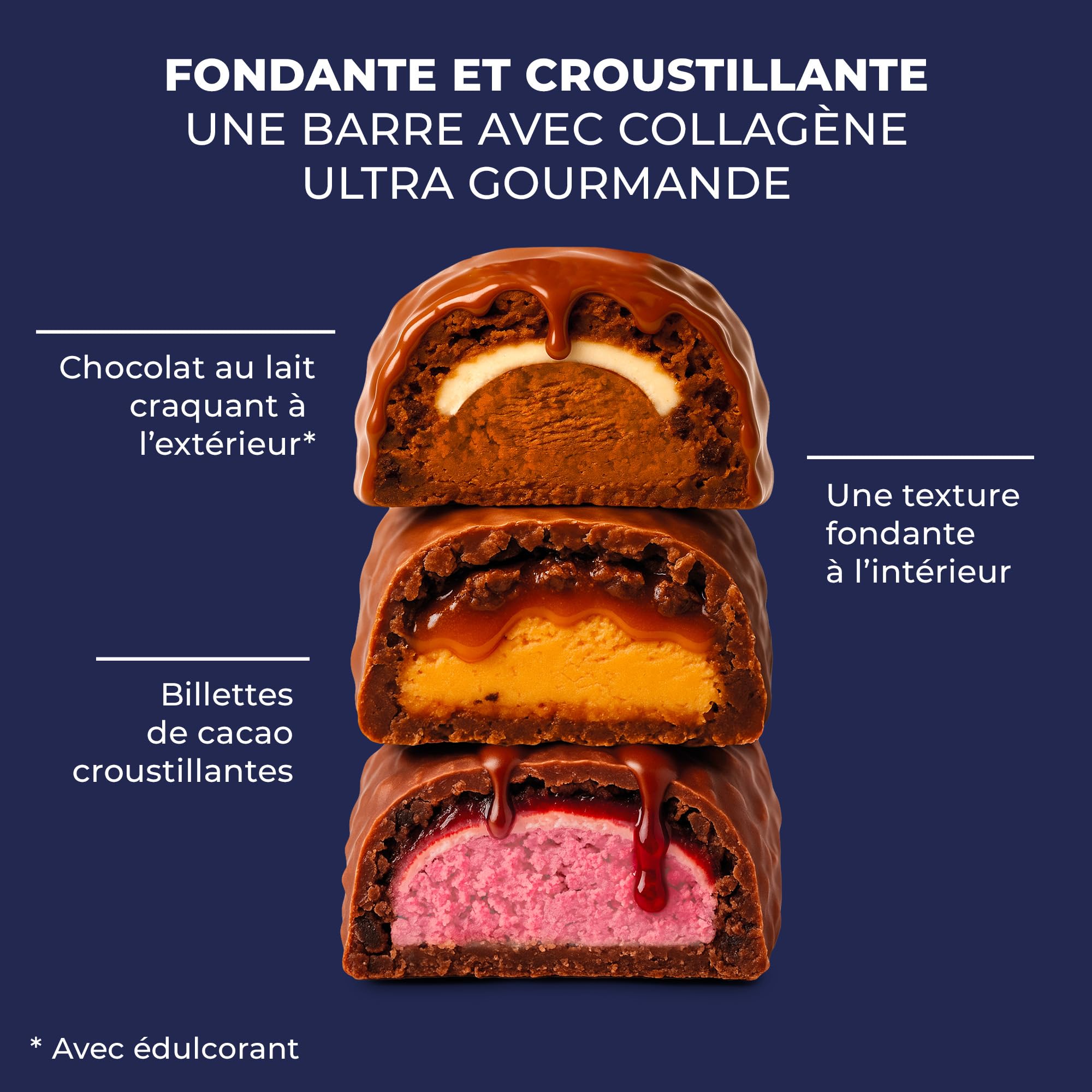 ZOHI - Pack Découverte de 12 barres aux 3 Saveurs - Barres au Collagène Riche en Protéines et Faible en Sucre Saveurs Chocolat et Vanille, Chocolat et Caramel, Bien-être - 12 x 50g