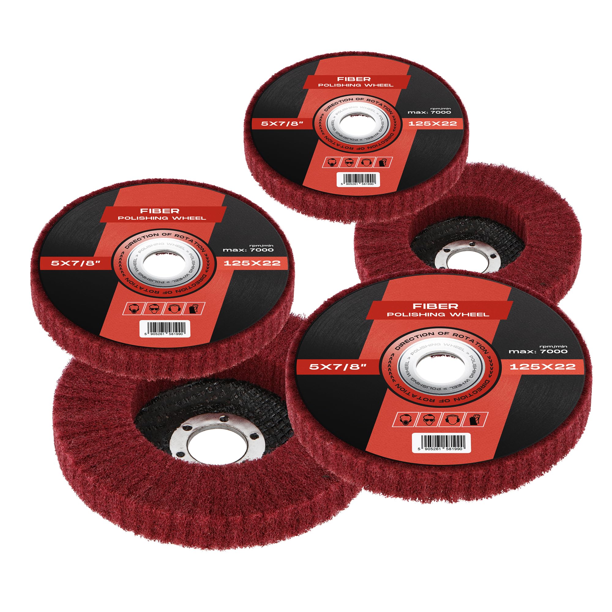 10x Dischi Pulizia 125 x 22,2 mm Ruote Lucidatura Smerigliatura Polietilene Poliammide Fibra Molatura Vernice Rimozione e Ruggine Smerigliatrice Angolare