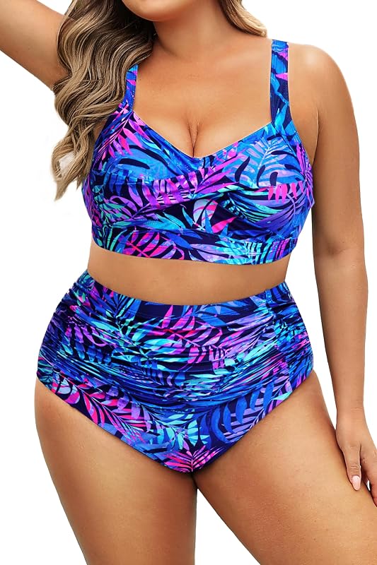 Bikini Daci Women Plus Size High Waisted Two Piece Tummy Control