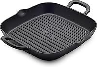 GreenPan Bobby Flay 11-Inch Cast Iron Square Grill Pan - Pre-Seasoned Heavy-Duty Skillet for Perfect Sear Marks, Induction Oven Grill Ready Black