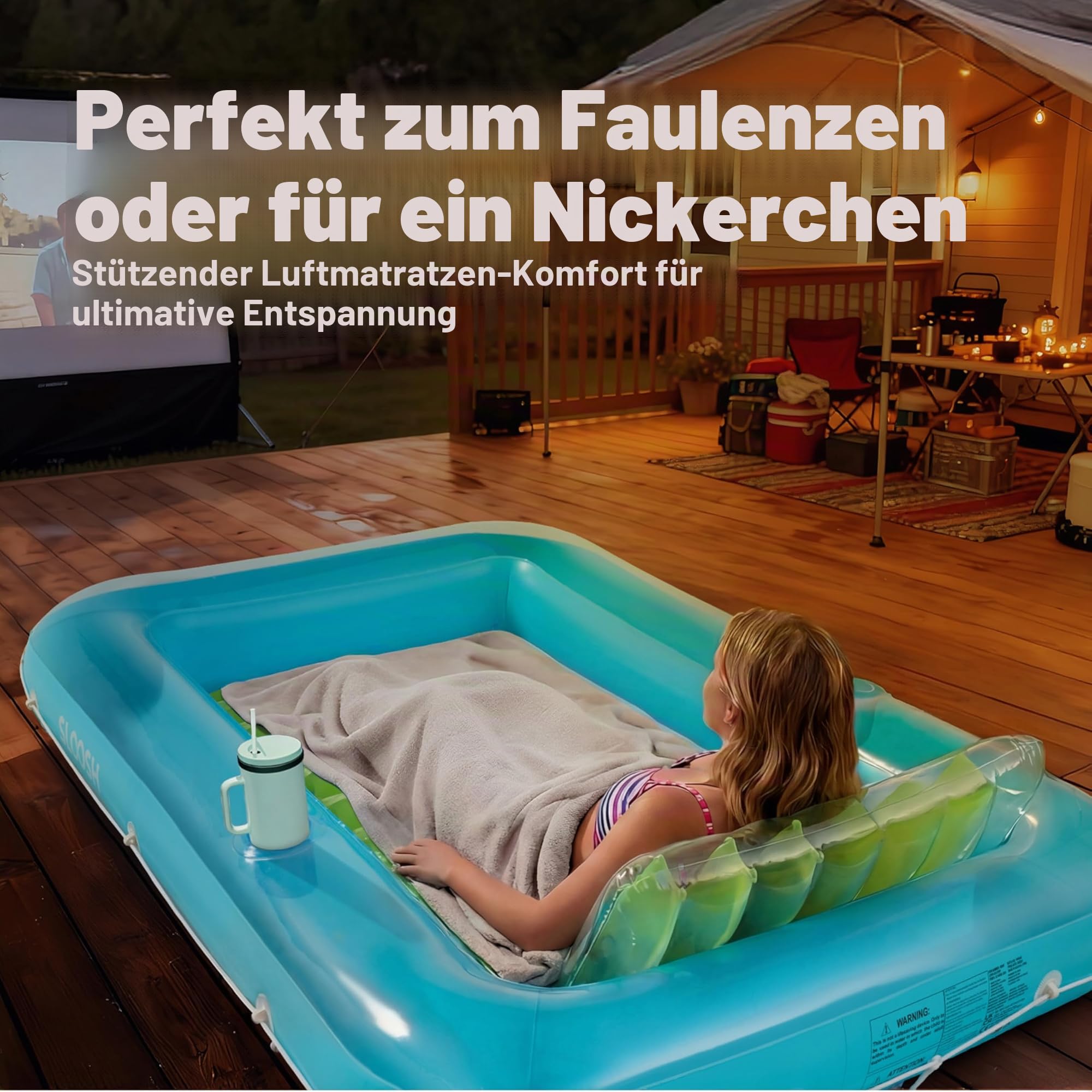 Sloosh aufblasbarer Sonnenpool Luftmatratze mit abnehmbarem Kissen für Erwachsene