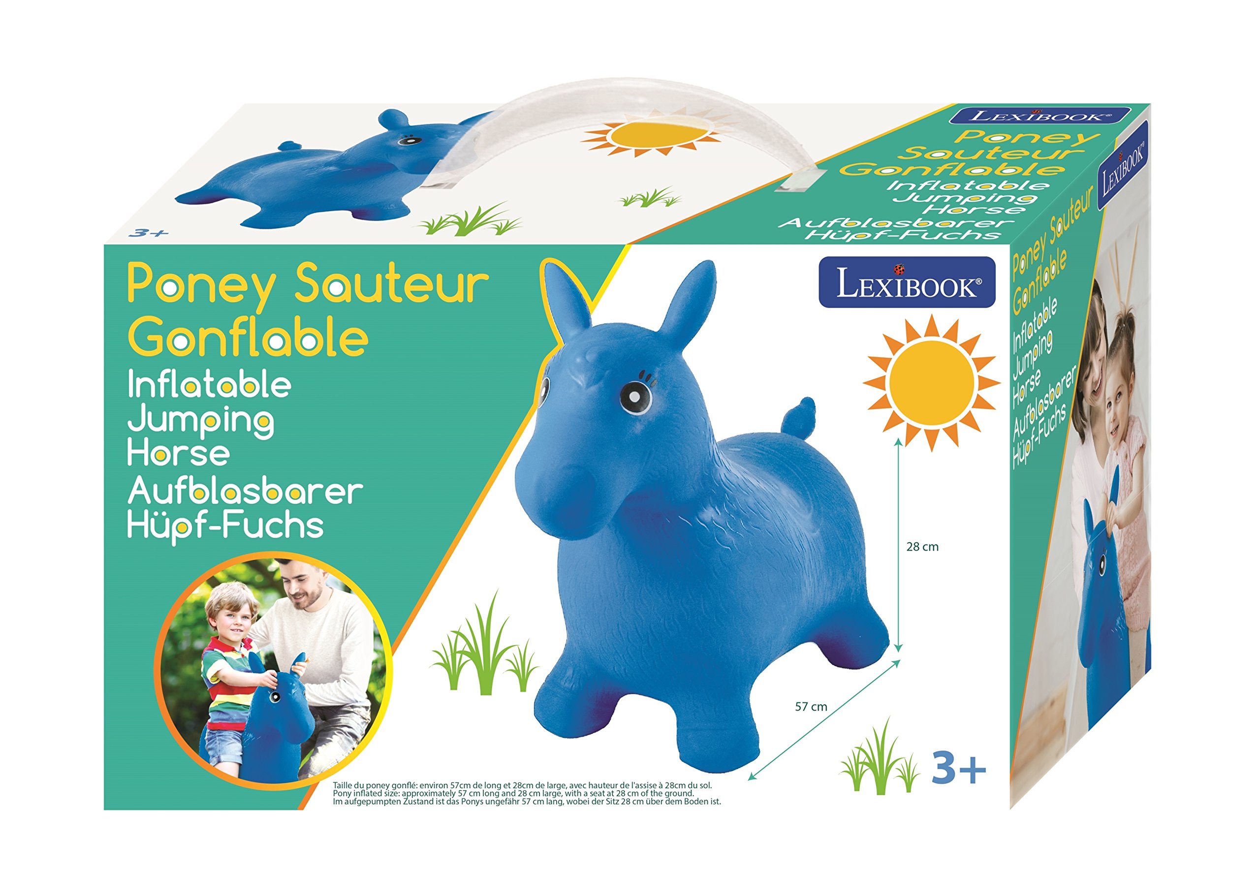 Lexibook Cavallo da Salto Gonfiabile, Pompa Manuale Inclusa, Plastica sicura e Durevole, Blu, BG050LXB