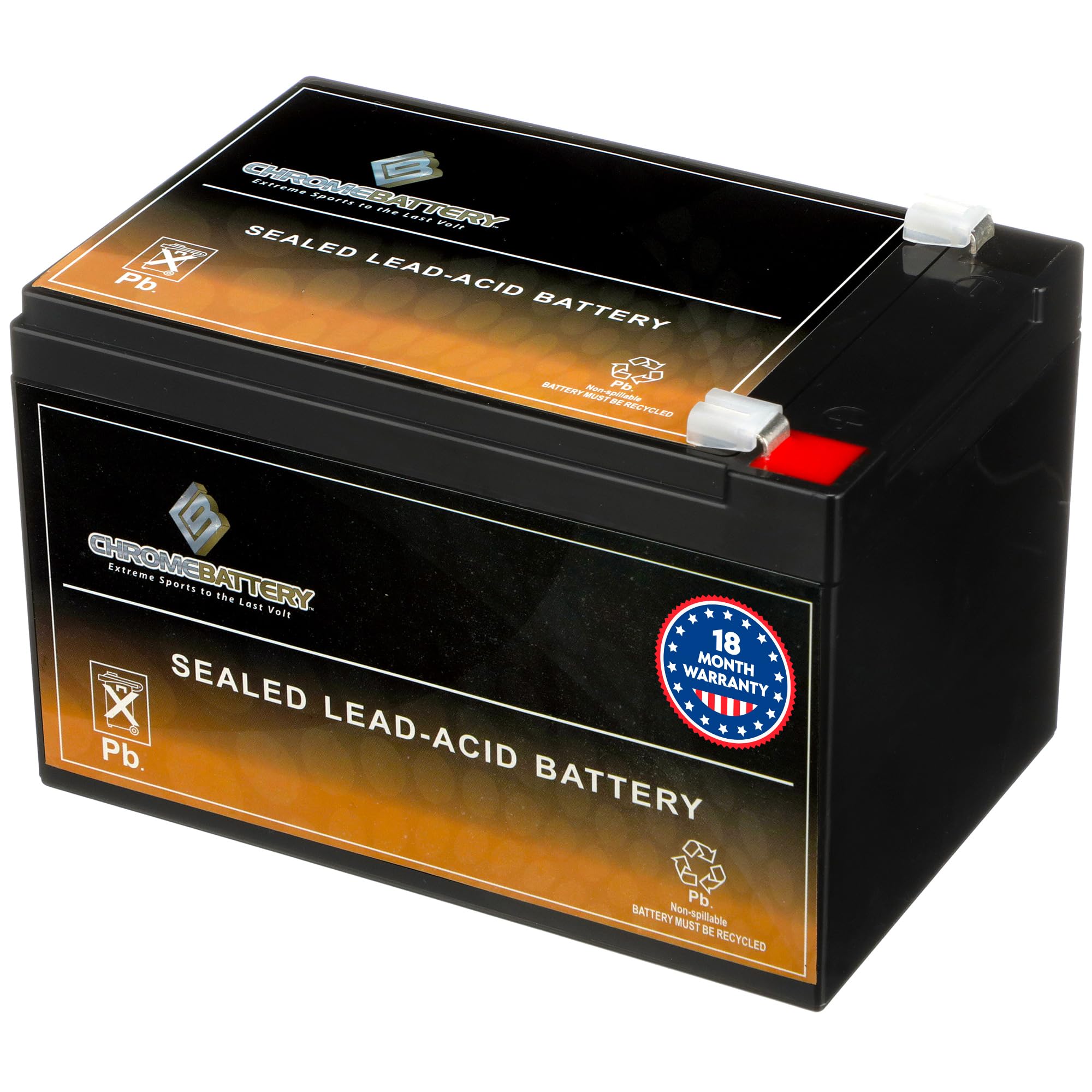 CB CHROMEBATTERY 12V 14AH Sealed Lead Acid (SLA) Rechargeable Battery – F2 Terminal – Deep Cycle Design – for UPS, Alarms, Emergency Lighting, Scooters, Ride-On Toys, Solar & More