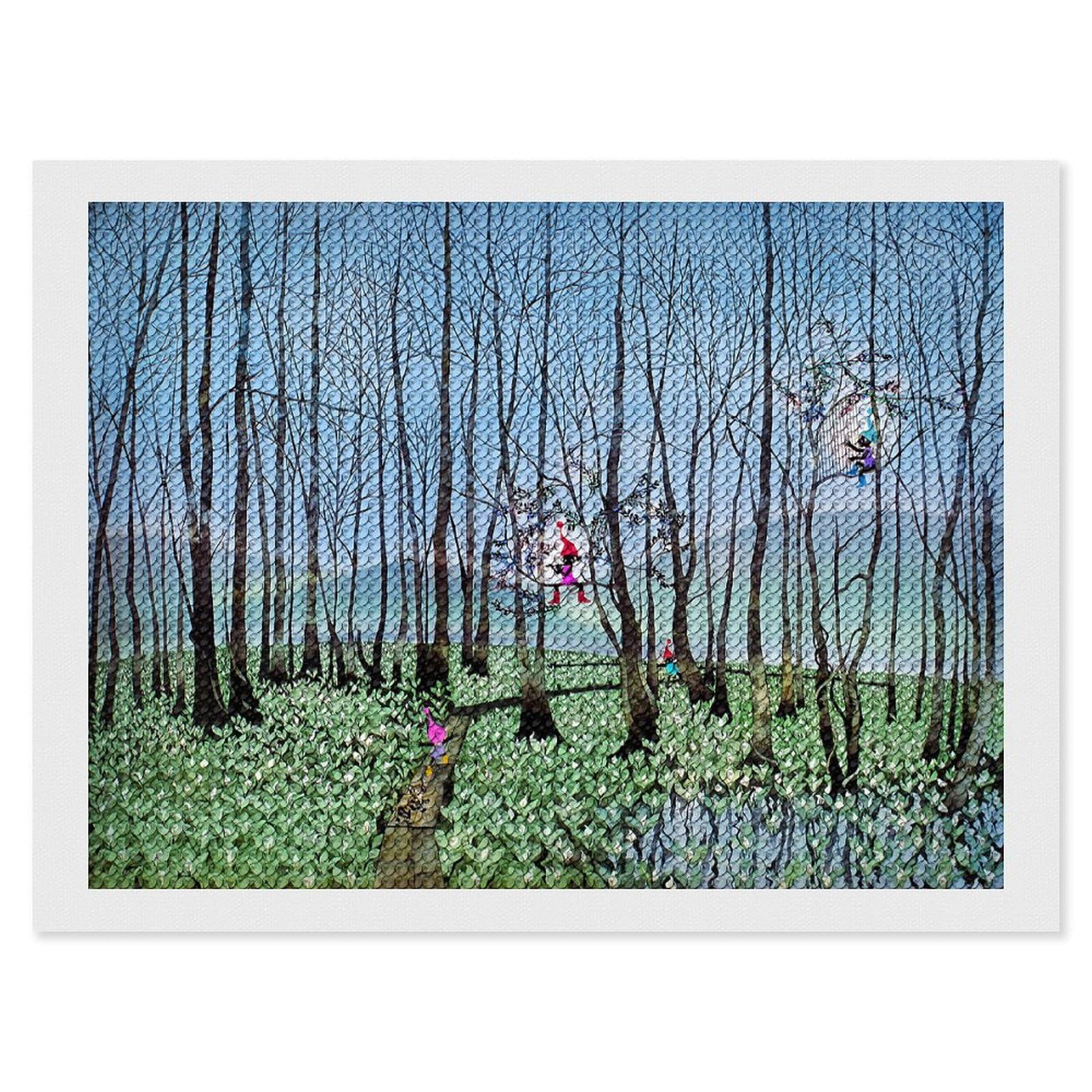 藤城清治 オフセットリト 湿原のミズバショウとこびと 額装 60 正方形 影絵 藤城清治 オフセットリト 湿原のミズバショウとこびと 額装 60