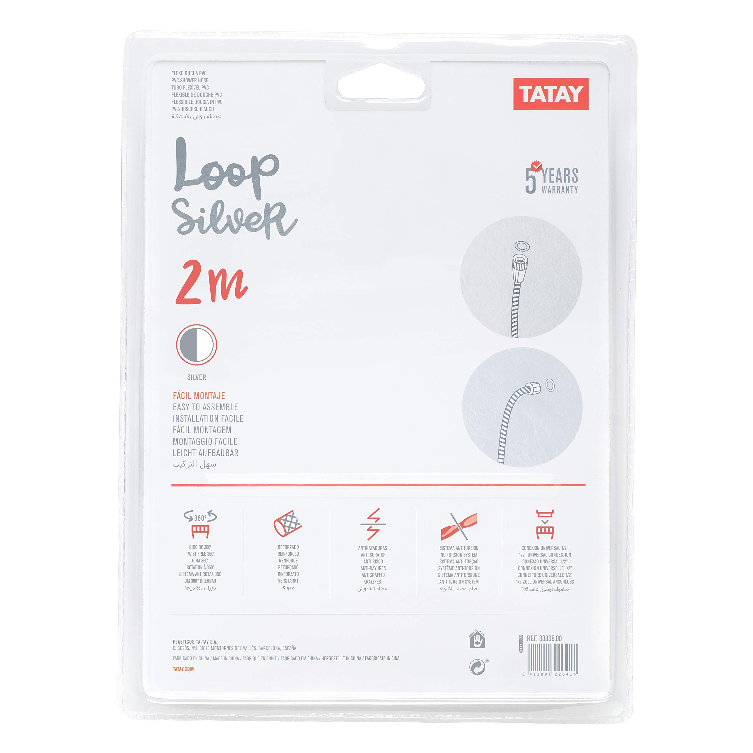 Tatay 3330700 Shower Hose, Silver, 1,5 m - Image 3