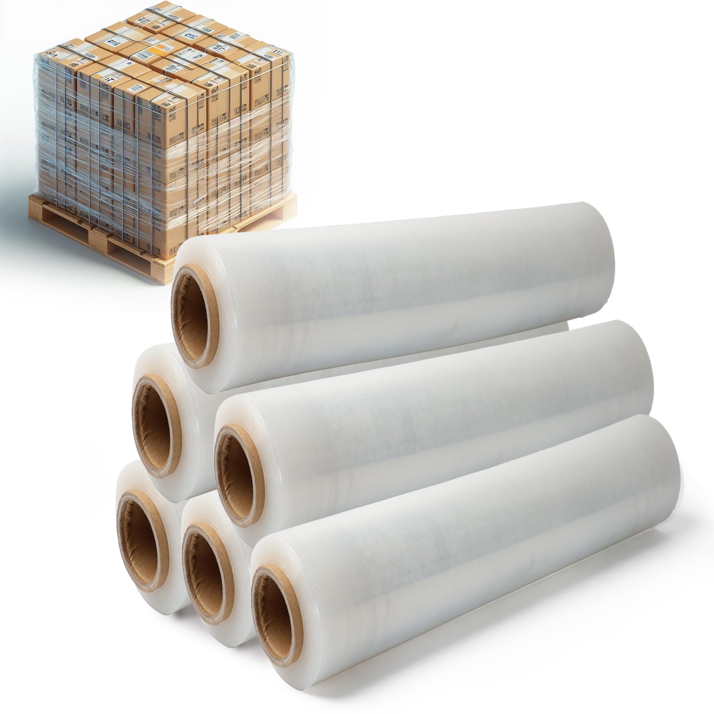 Divchi Transparent Heavy Duty Strong Pallet Stretch Wrap Shrink Wrap Packaging Cling Film Plastic Pallet Stretch Wrap For Moving Home Furniture Luggage And Parcel (400Mm X 250M, Pack Of 6)