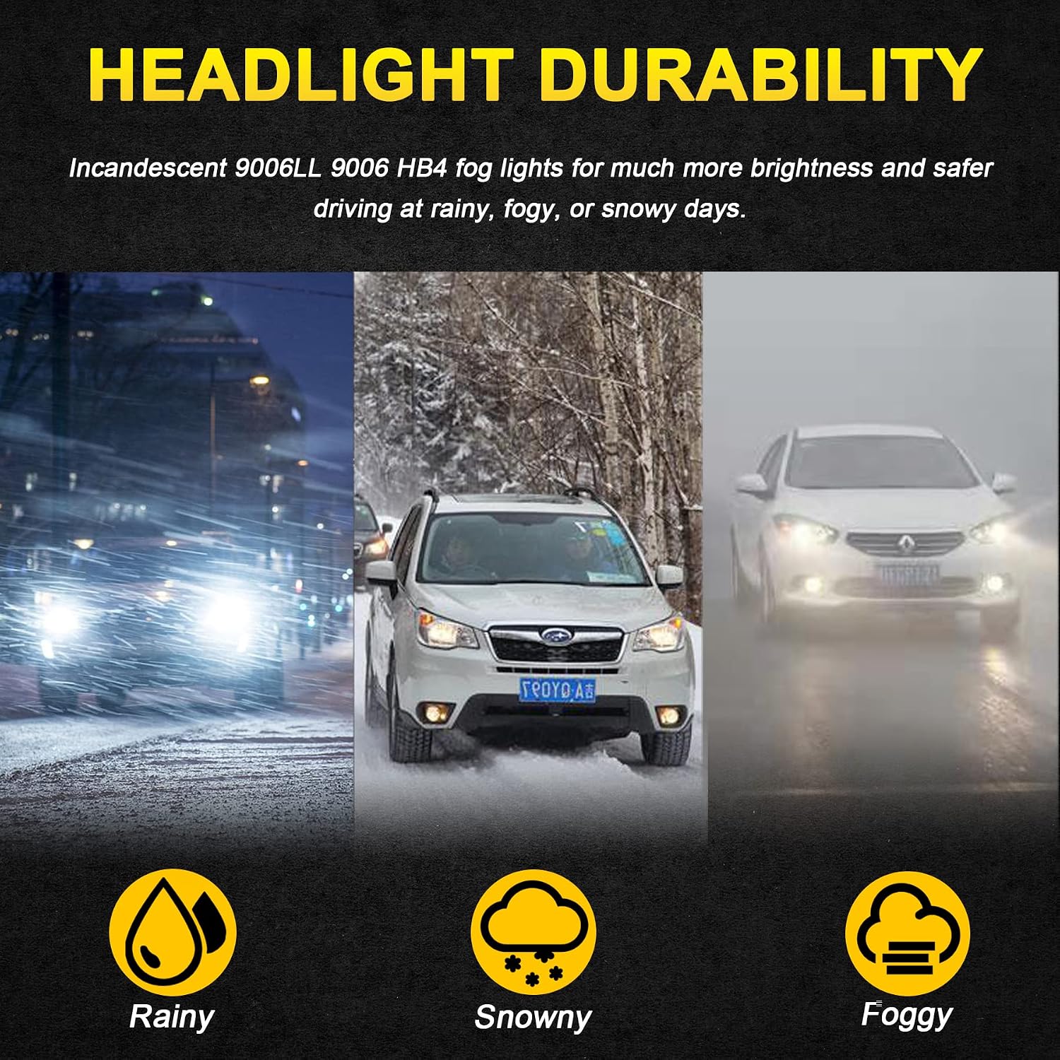 Fog Light 9006 9006LL HB4 LED Bulbs Max 80W High Power Extremely Bright 6000K Xenon White Replace for Car Fog Spot Light or Beam Light