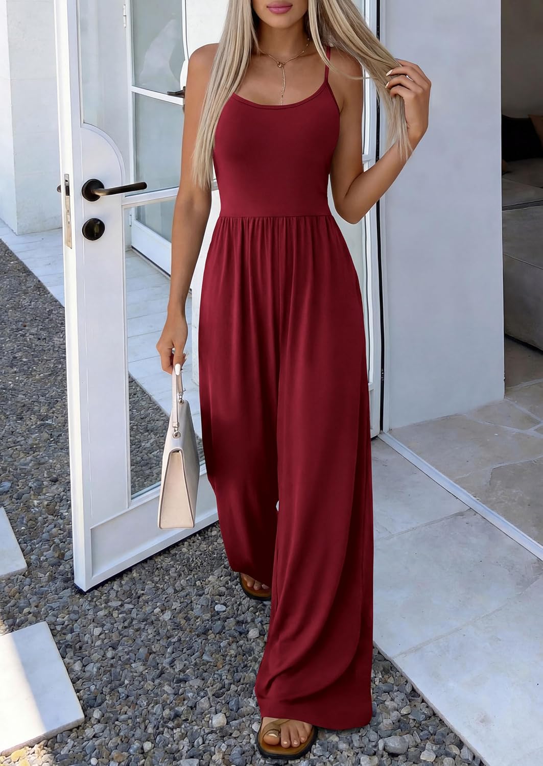 PRETTYGARDEN Jumpsuits for Women Summer 2026 Sleeveless Wide Leg Date Night Rompers Beach Vacation Cruise One Piece Outfits - Image 6