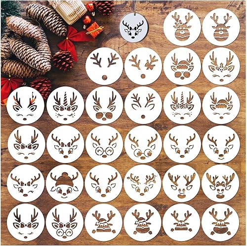 Miniatura 1 de Plantillas de Navidad para adornos, plantillas pequeñas para pintar en madera, galletas, mini cara, plantillas de Navidad para manualidades,