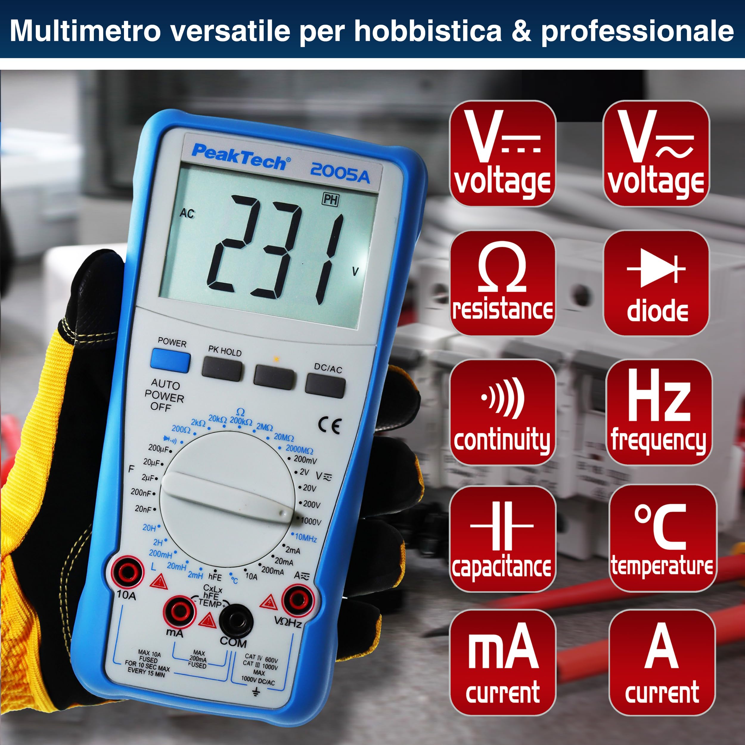 Multimetro digitale "PeakTech® P 2005 A" ~ 2.000 conteggi ~ 1000V