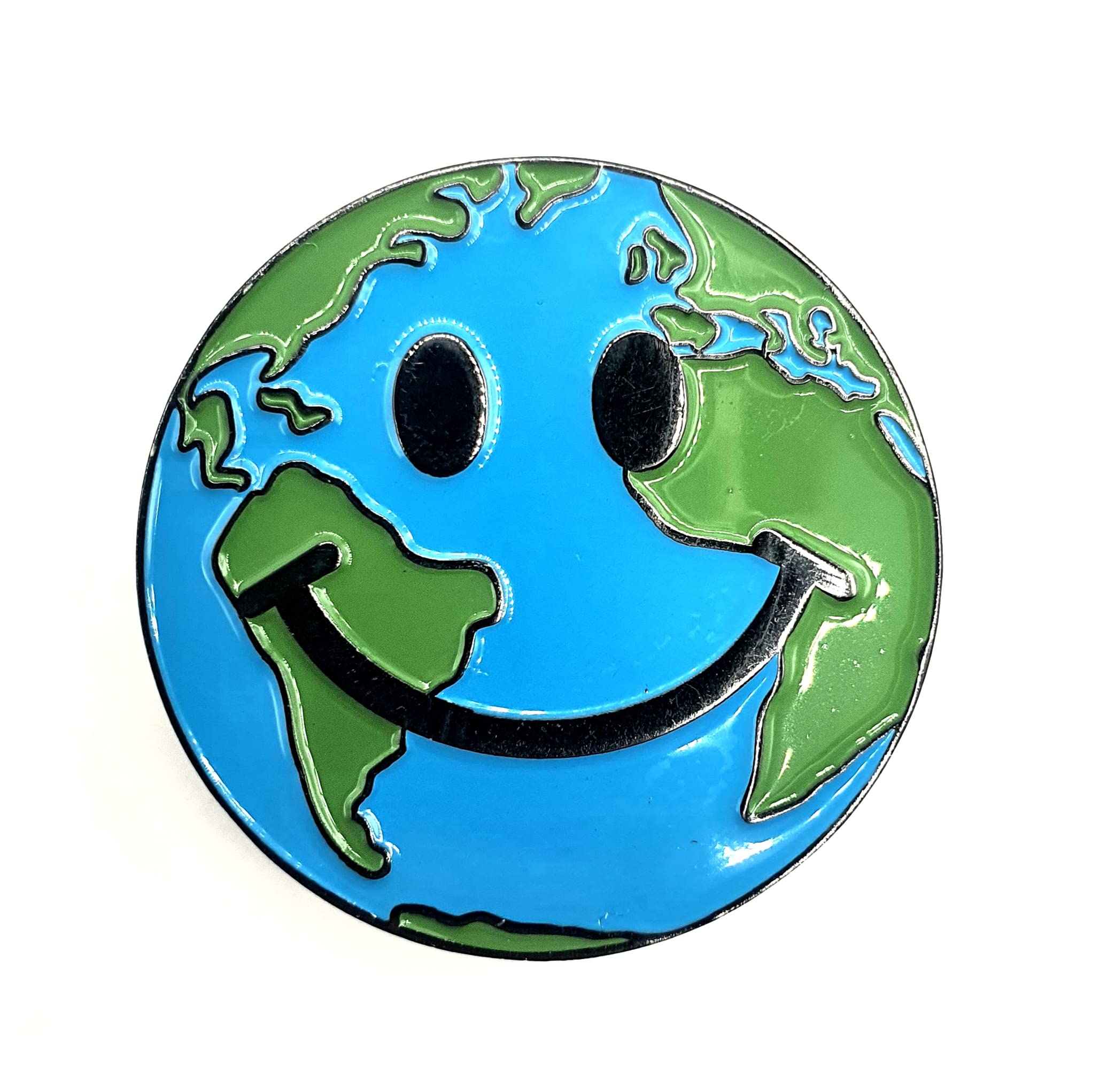 Green Happy Earth Face Environment Metal Enamel Pin Badge