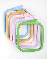 Vista 7 de Nurge Aro cuadrado para bordar, marco de punto de cruz de plástico para punto de aguja y bordado, aro ajustable para manualidades, color azul, n.º 2