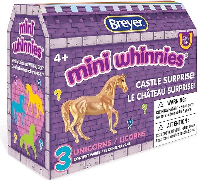 Breyer Mini Whinnies Castle Surprise con 3 Unicornios Míticos en Escala 1:64