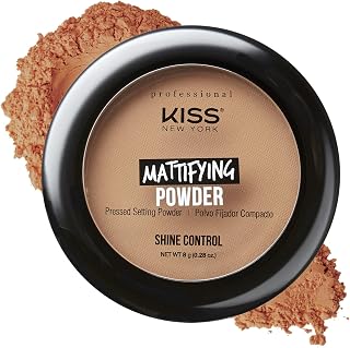 Kiss New York Pro Mattifying Pressed Setting Powder Translucent Deep - Blurs Pores & Lines for Medium-Dark Skin