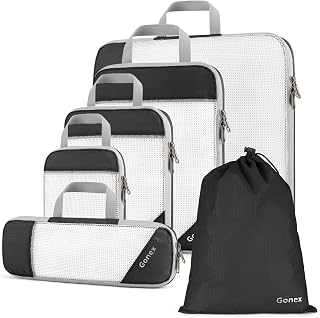 Organizador Maletas Equipaje, Bolsas Viaje Cubos Embalaje Almacenaje Extensibles Impermeable para Ropa Zapatos Cosméticos Accesorios Portatrajes Neceser Portátil, Kit de 3/4/6 pcs