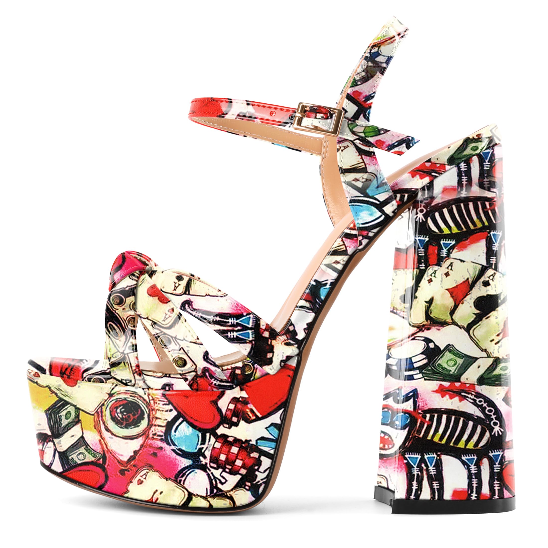 Mettesally Women's Chunky Platform Heels Heeled Sandals Open Toe Ankle Strap Sandals Summer Dress Shoes