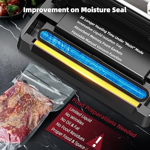 Miniatura 5 de Máquina selladora al vacío Potane de próxima generación, ahorro de vacío de alimentos de doble bomba con sistema de estado visual inteligente,