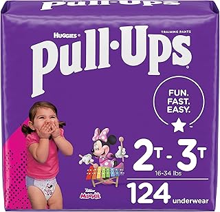 Pull-Ups Girls' Potty Training Pants Training Underwear Size 4, 2T-3T, 124 Ct, One Month Supply