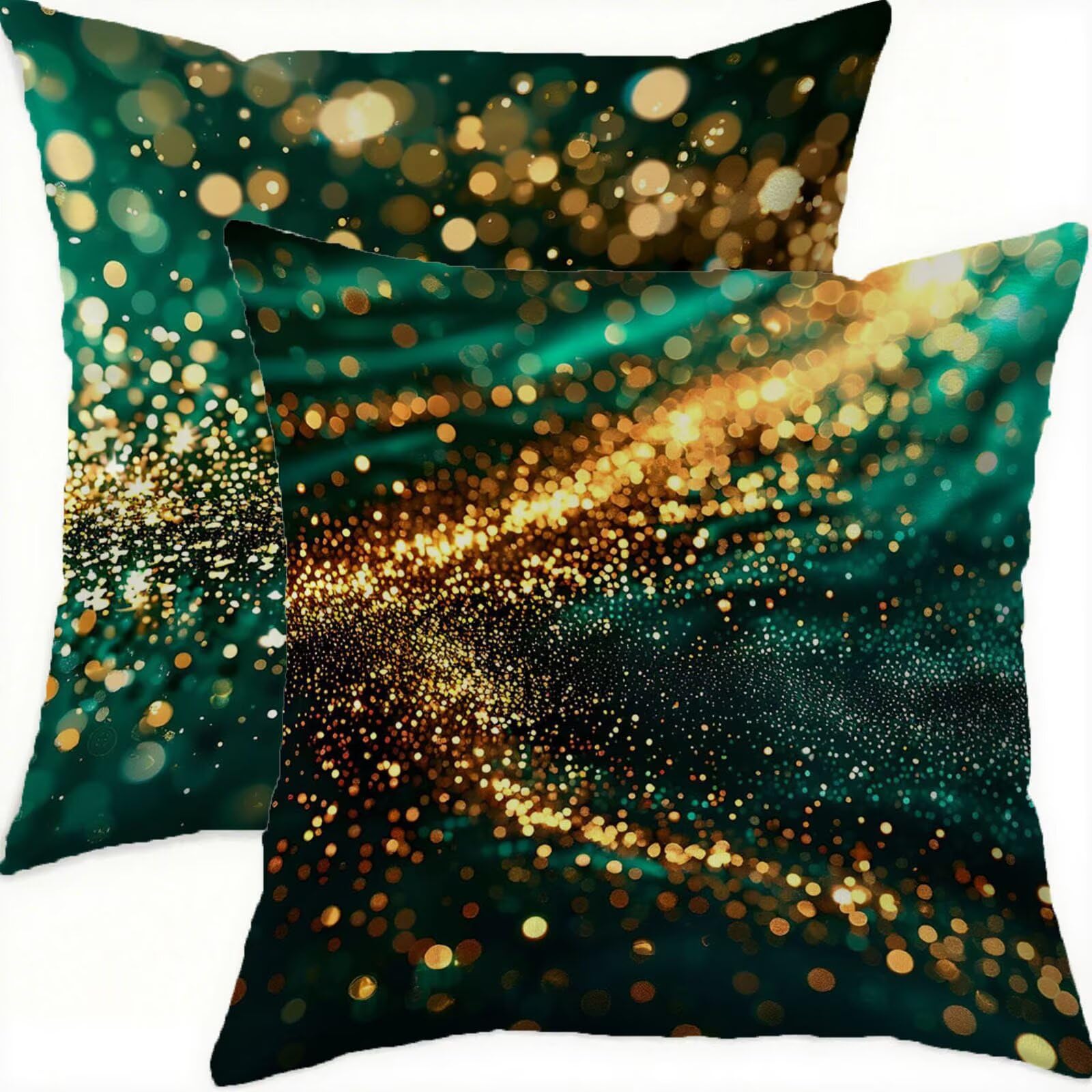 Housse coussin 75x75cm imperméable en velours vert anti-tache