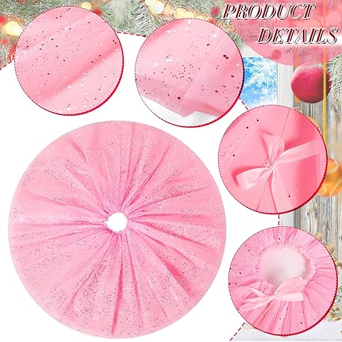 Miniatura 2 de Falda de árbol de Navidad con volantes brillantes, falda de tul para árbol de Navidad, lentejuelas, doble capa, árboles de Navidad, alfombra redonda