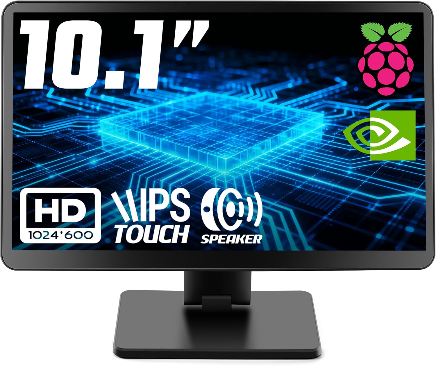 10.1-inch Small Monitor with Touchscreen for Raspberry Pi, Portable Mini Computer Monitor, 5-Points Capacitive Touch 1024 x 600 IPS LCD HDMI Display for Mac mini PC Gaming Console