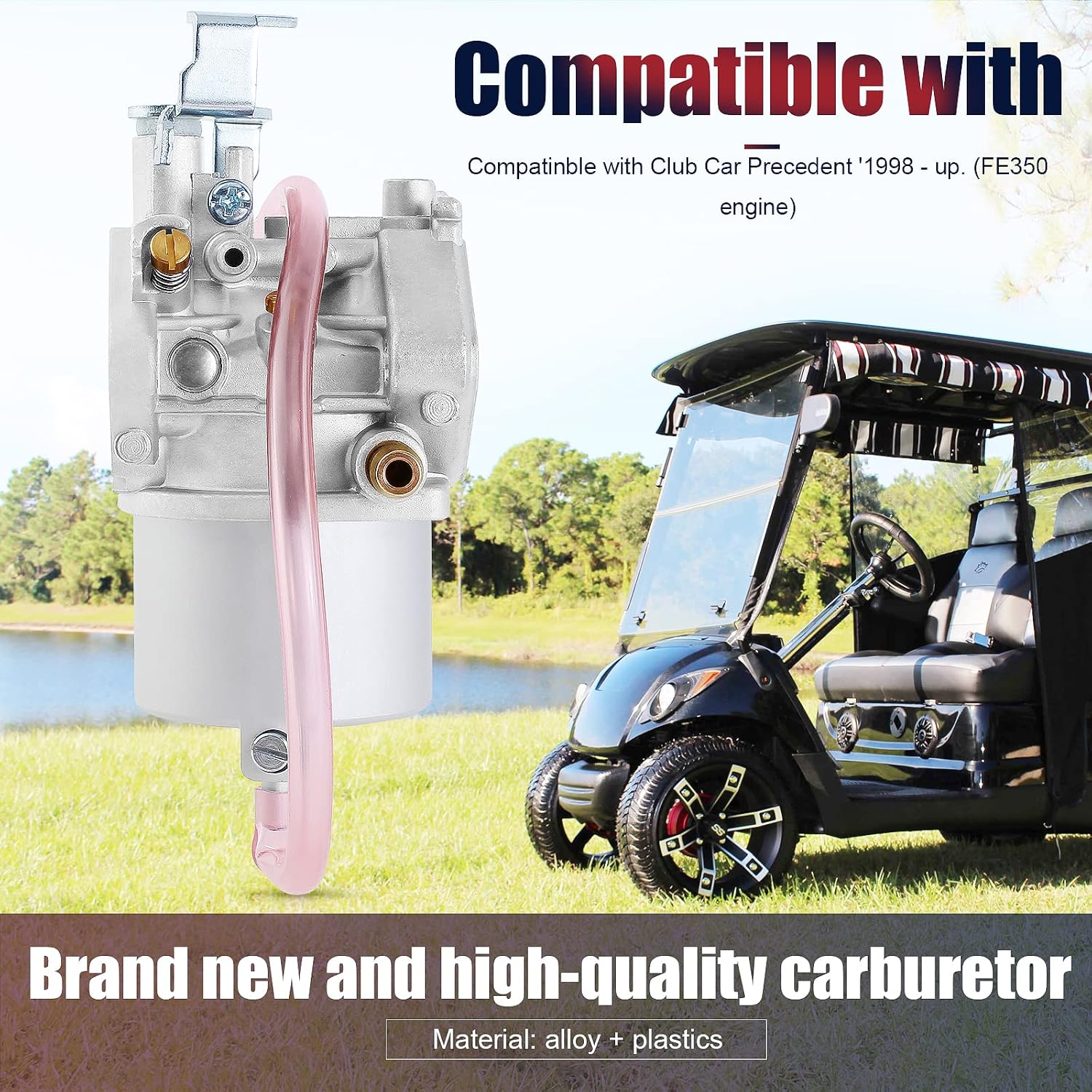 QAZAKY FE350 Carburetor + Fuel Pump Compatible with Golf Cart Club Car DS Precedent Turf Carryall OHV Kawasaki FE350 Engine 1016441-01 1018059-01 1019059-01 1035245-01 1016478 1016438 1016439 1016440
