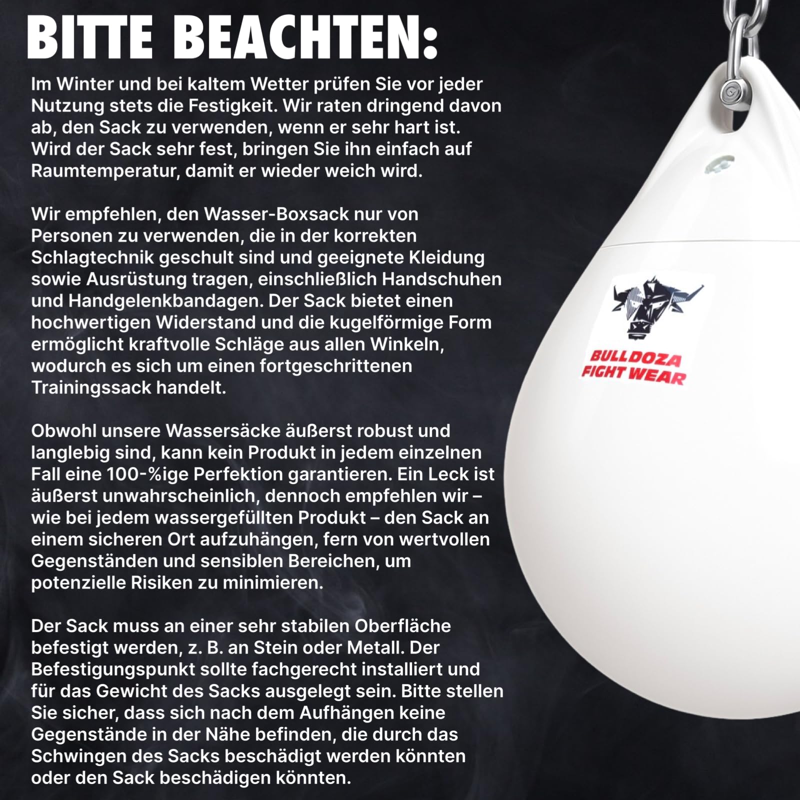 Bull Doza Weißer Wasser-Boxsack – Wassergefüllter Box-Trainingssack – Langlebig (Small/Medium/Large)